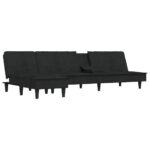 Canapé-lit en forme de L noir 255x140x70 cm velours – Image 2