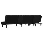 Canapé-lit en forme de L noir 255x140x70 cm velours – Image 4
