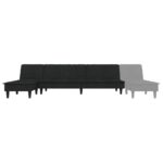 Canapé-lit en forme de L noir 255x140x70 cm velours – Image 6