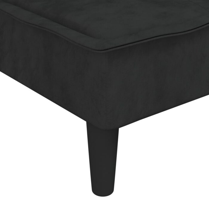 Canapé-lit en forme de L noir 255x140x70 cm velours – Image 8