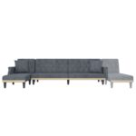 Canapé-lit en forme de L gris 271x140x70 cm velours – Image 5