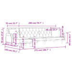 Canapé-lit en forme de L noir 271x140x70 cm velours – Image 9