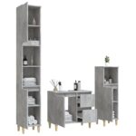 Ensemble d'armoires de salle de bain 3 pcs gris béton – Image 2