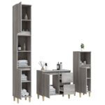 Ensemble d'armoires de salle de bain 3 pcs sonoma gris – Image 2