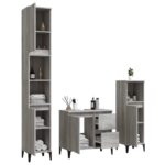 Ensemble d'armoires de salle de bain 3 pcs sonoma gris – Image 2