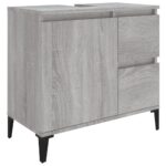 Ensemble d'armoires de salle de bain 3 pcs sonoma gris – Image 3