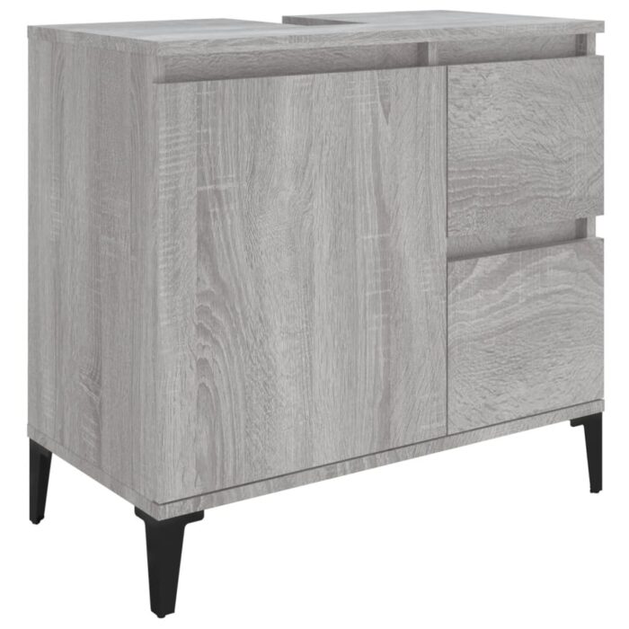 Ensemble d'armoires de salle de bain 3 pcs sonoma gris – Image 3