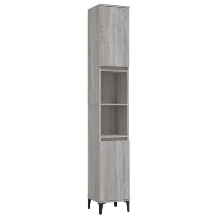 Ensemble d'armoires de salle de bain 3 pcs sonoma gris – Image 4