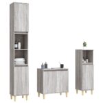 Ensemble de meubles de salle de bain 3 pcs Sonoma gris – Image 2