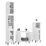 Ensemble de meubles salle de bain 3 pcs blanc bois d'ingénierie – Image 2