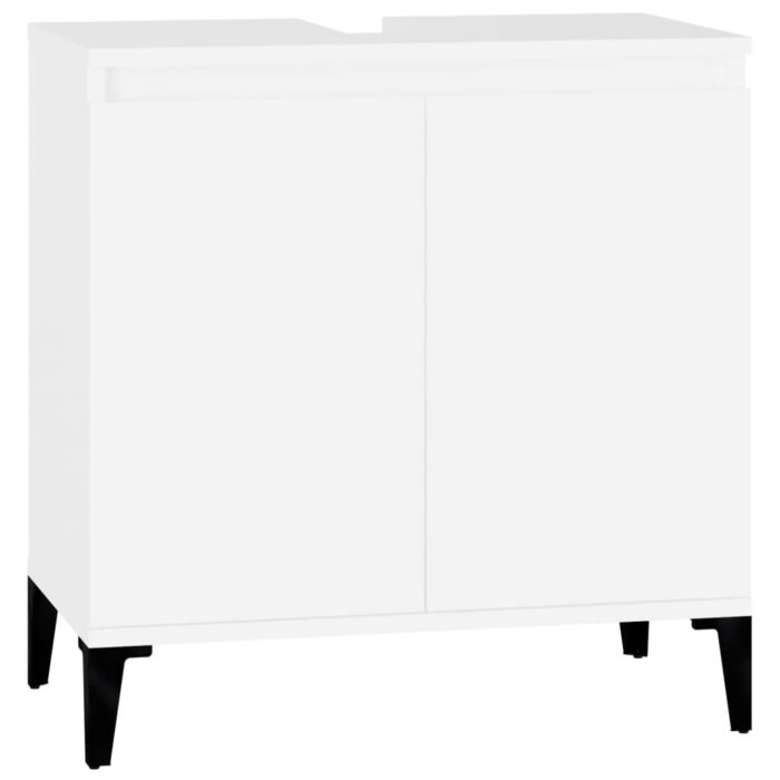 Ensemble de meubles salle de bain 3 pcs blanc bois d'ingénierie – Image 3