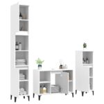 Ensemble de meubles salle de bain 3 pcs blanc bois d'ingénierie – Image 2