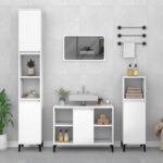 Ensemble de meubles salle de bain 3 pcs blanc bois d'ingénierie