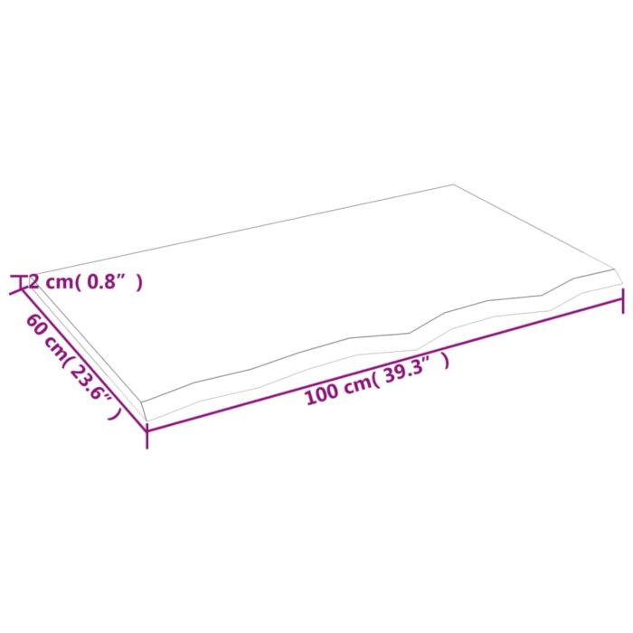 Dessus de table 100x60x2 cm bois de chêne massif non traité – Image 4