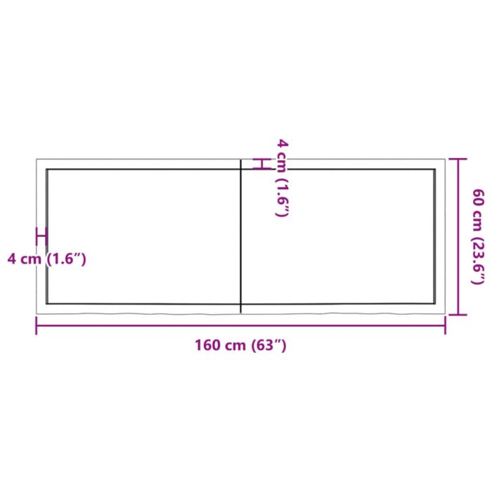 Dessus de table 160x60x(2-6) cm bois de chêne massif non traité – Image 8