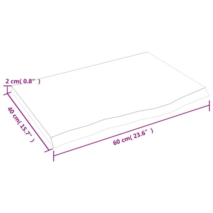 Dessus de table marron clair 60x40x2 cm bois chêne traité – Image 3