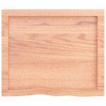 Dessus de table marron clair bois chêne massif traité – Image 4