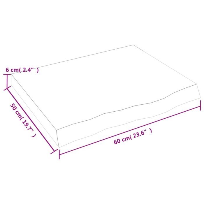 Dessus de table marron clair bois chêne massif traité – Image 3
