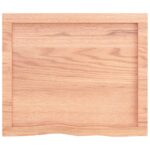 Dessus de table marron clair bois chêne massif traité – Image 4