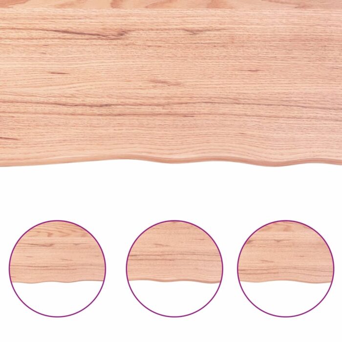 Dessus de table marron clair bois chêne massif traité – Image 5