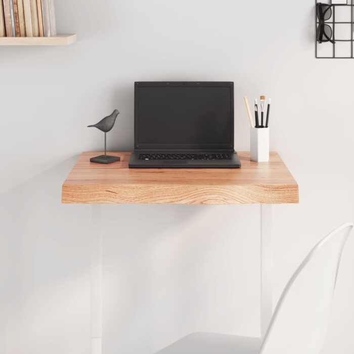 Dessus de table marron clair bois chêne massif traité – Image 1