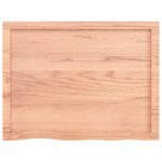 Dessus de table marron clair bois chêne massif traité – Image 4