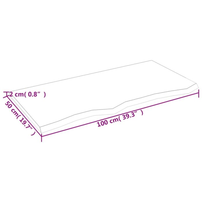 Dessus de table marron clair 100x50x2 cm bois chêne traité – Image 3