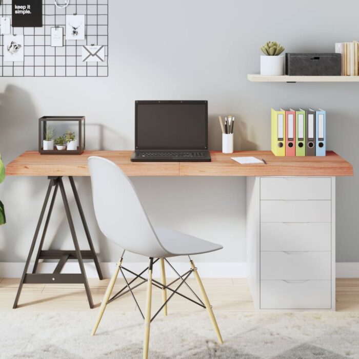 Dessus de table marron clair bois chêne massif traité – Image 1