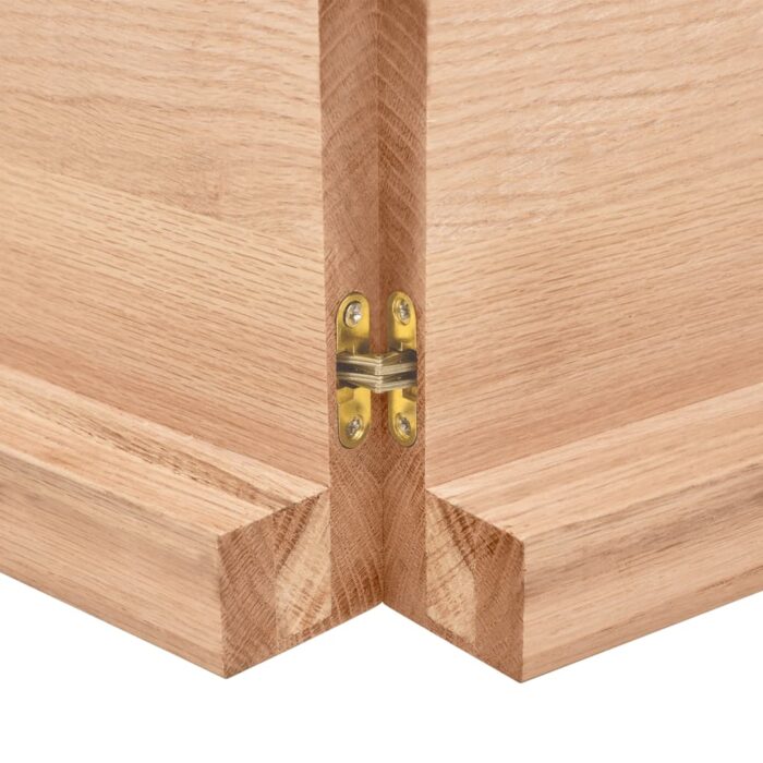 Dessus de table marron clair bois chêne massif traité – Image 3