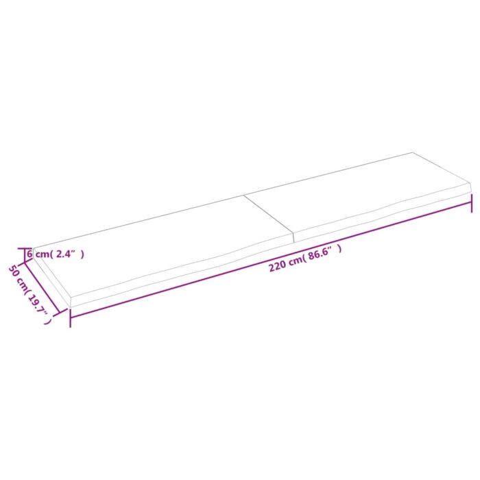 Dessus de table marron clair bois chêne massif traité – Image 4