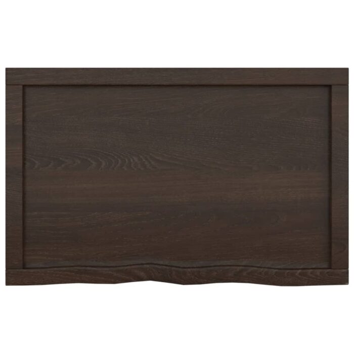 Dessus de table marron foncé bois chêne massif traité – Image 4