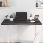 Dessus de table marron foncé bois chêne massif traité