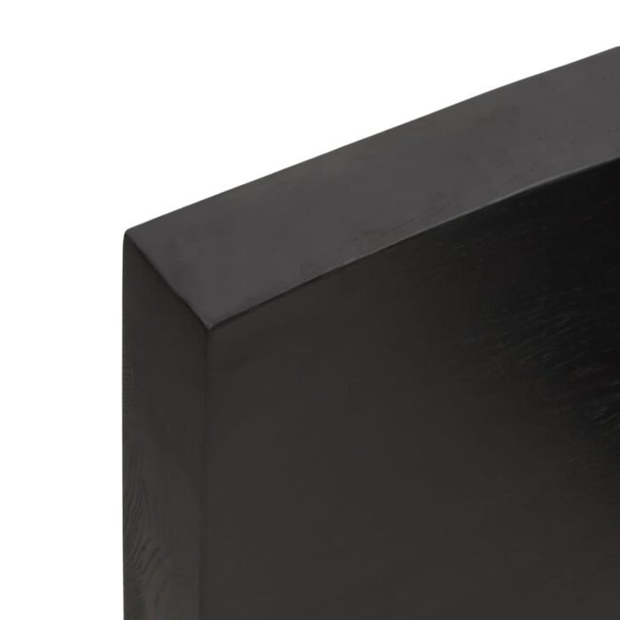 Dessus de table marron foncé bois chêne massif traité – Image 2
