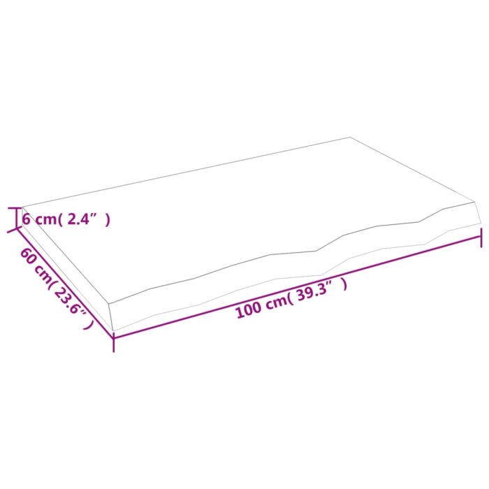 Dessus de table marron foncé bois chêne massif traité – Image 3
