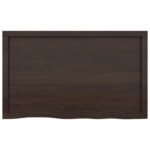 Dessus de table marron foncé bois chêne massif traité – Image 4