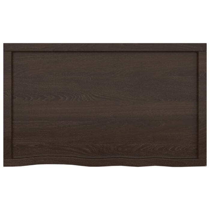 Dessus de table marron foncé bois chêne massif traité – Image 4