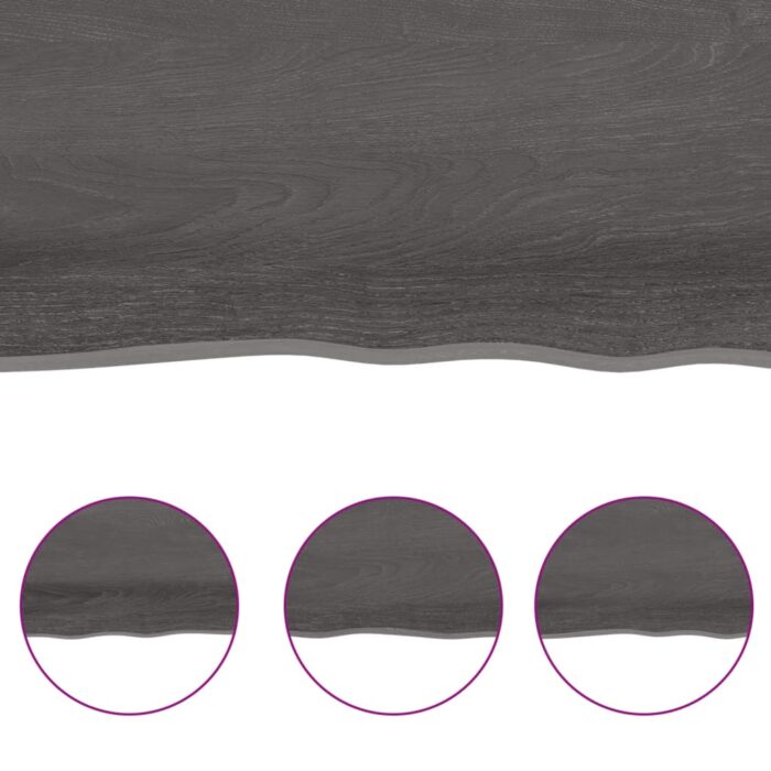 Dessus de table marron foncé bois chêne massif traité – Image 5