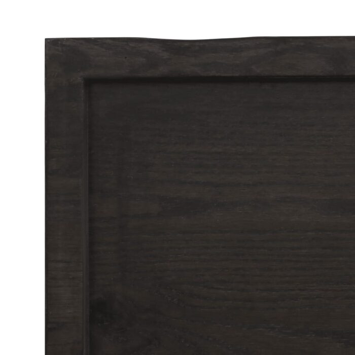 Dessus de table marron foncé bois chêne massif traité – Image 6