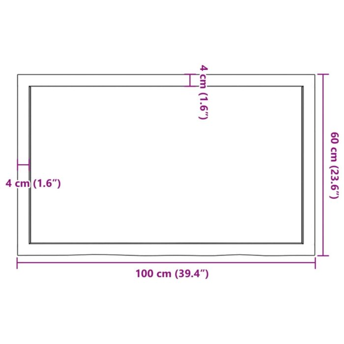 Dessus de table marron foncé bois chêne massif traité – Image 7