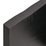 Dessus de table marron foncé bois chêne massif traité – Image 2