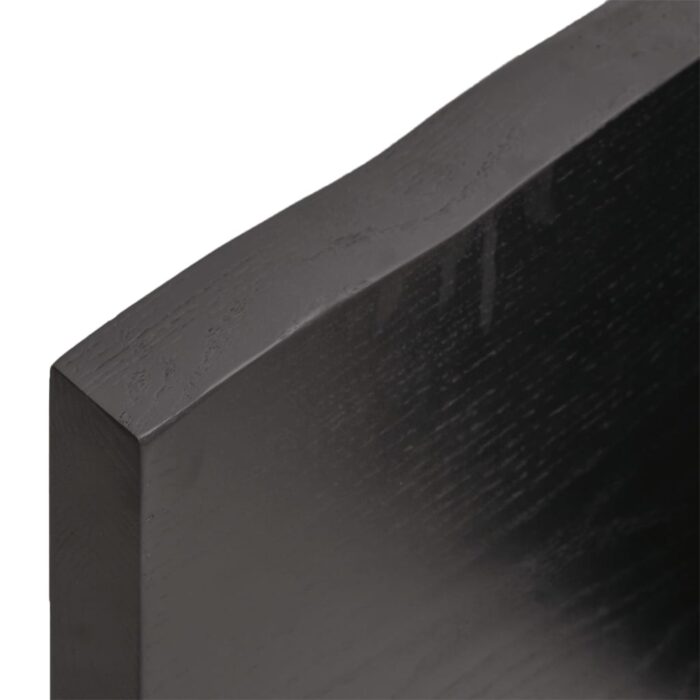 Dessus de table marron foncé bois chêne massif traité – Image 2