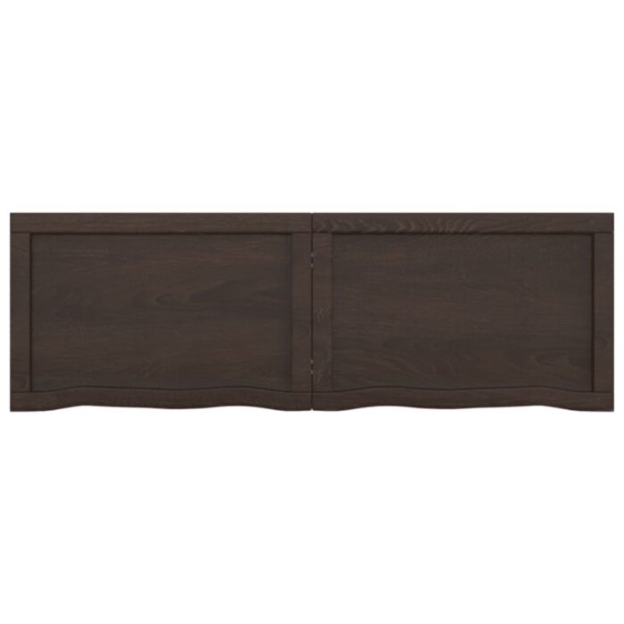 Dessus de table marron foncé bois chêne massif traité – Image 5
