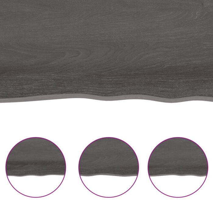 Dessus de table marron foncé bois chêne massif traité – Image 6