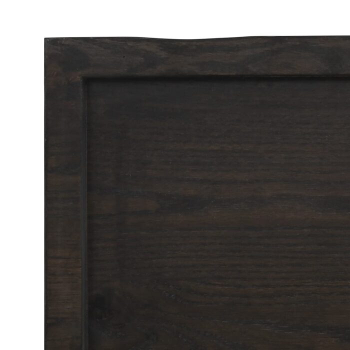 Dessus de table marron foncé bois chêne massif traité – Image 7