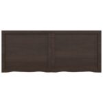 Dessus de table marron foncé bois chêne massif traité – Image 5