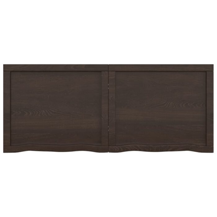 Dessus de table marron foncé bois chêne massif traité – Image 5