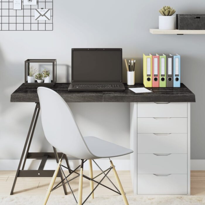 Dessus de table marron foncé bois chêne massif traité – Image 1