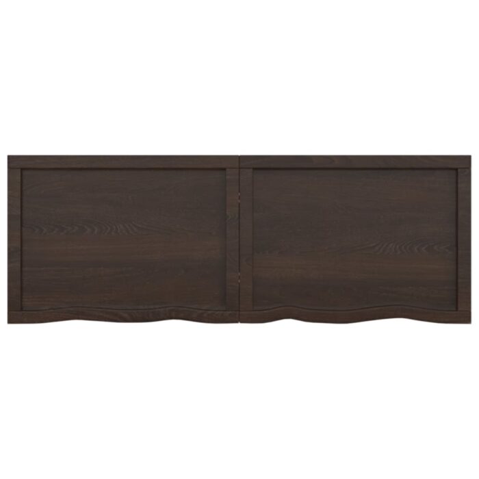 Dessus de table marron foncé bois chêne massif traité – Image 5