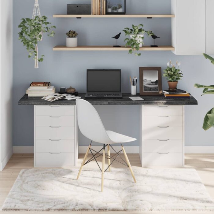 Dessus de table marron foncé bois chêne massif traité – Image 1