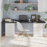 Dessus de table marron foncé bois chêne massif traité